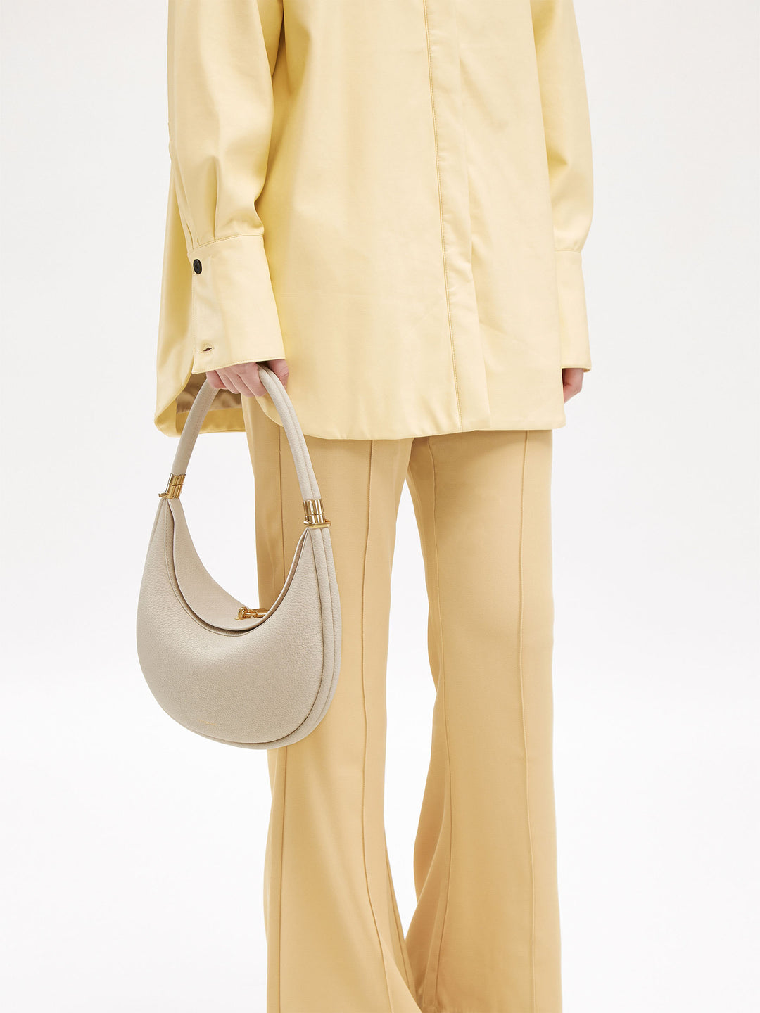 Luna Bag | Ivory Cowhide Curved Shoulder Bag | Songmont