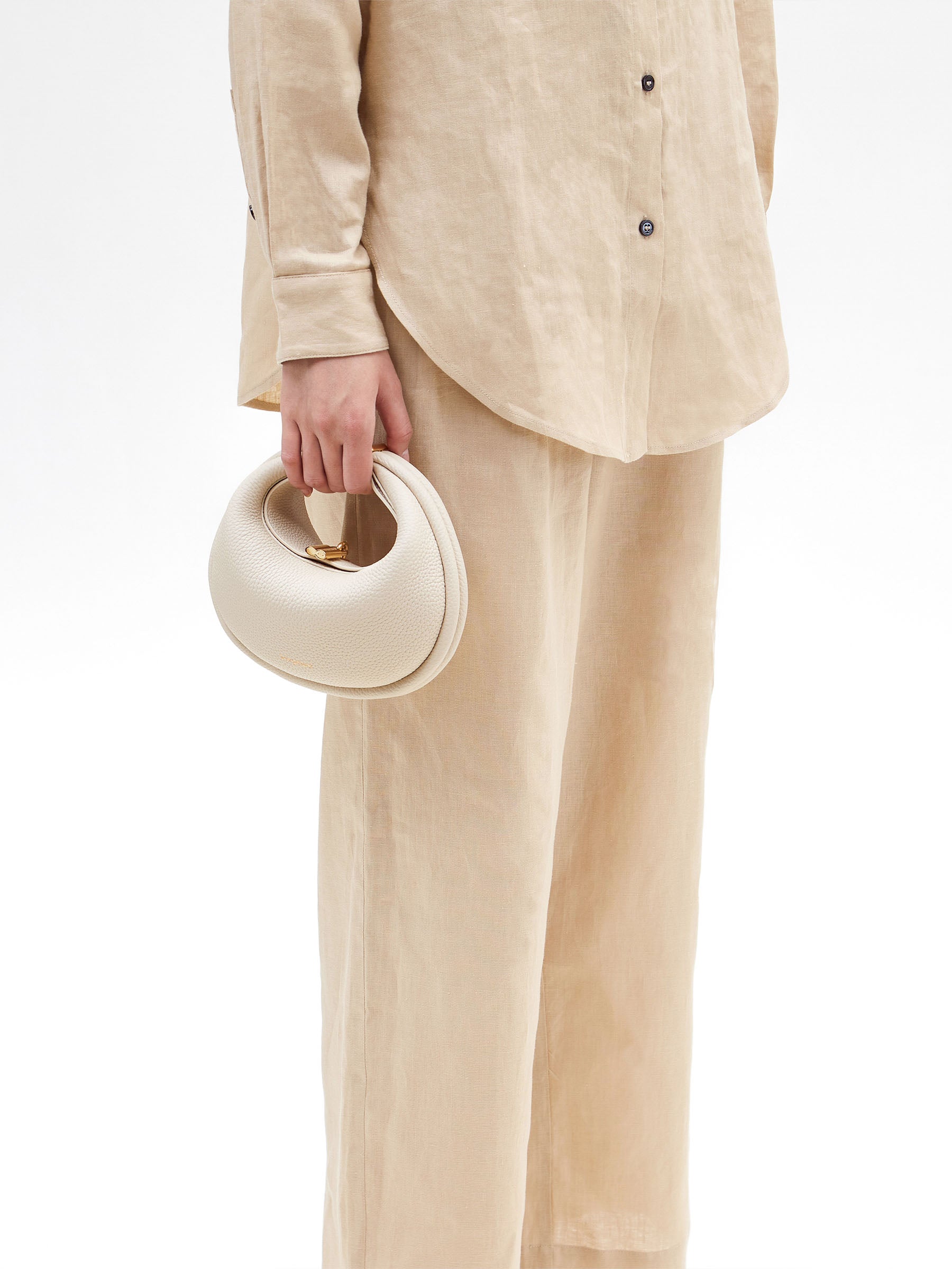 Small Luna Bag | Ivory Cowhide Curved Shoulder Bag | Songmont