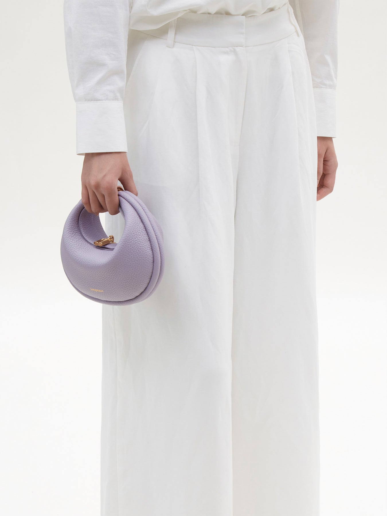 Small Luna Bag | Ivory Cowhide Curved Shoulder Bag | Songmont