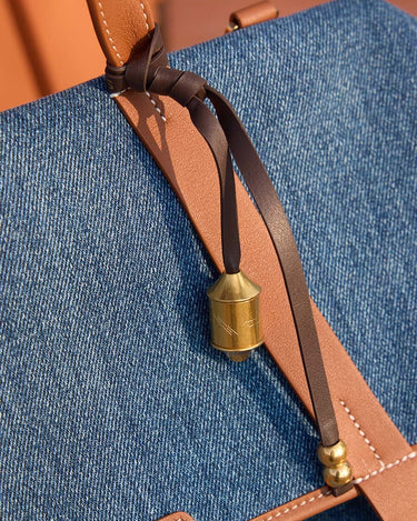 Faith Stone Charm & Prayer Wheel Charm Set in Sandal color with brass prayer wheel charm and leather strap.