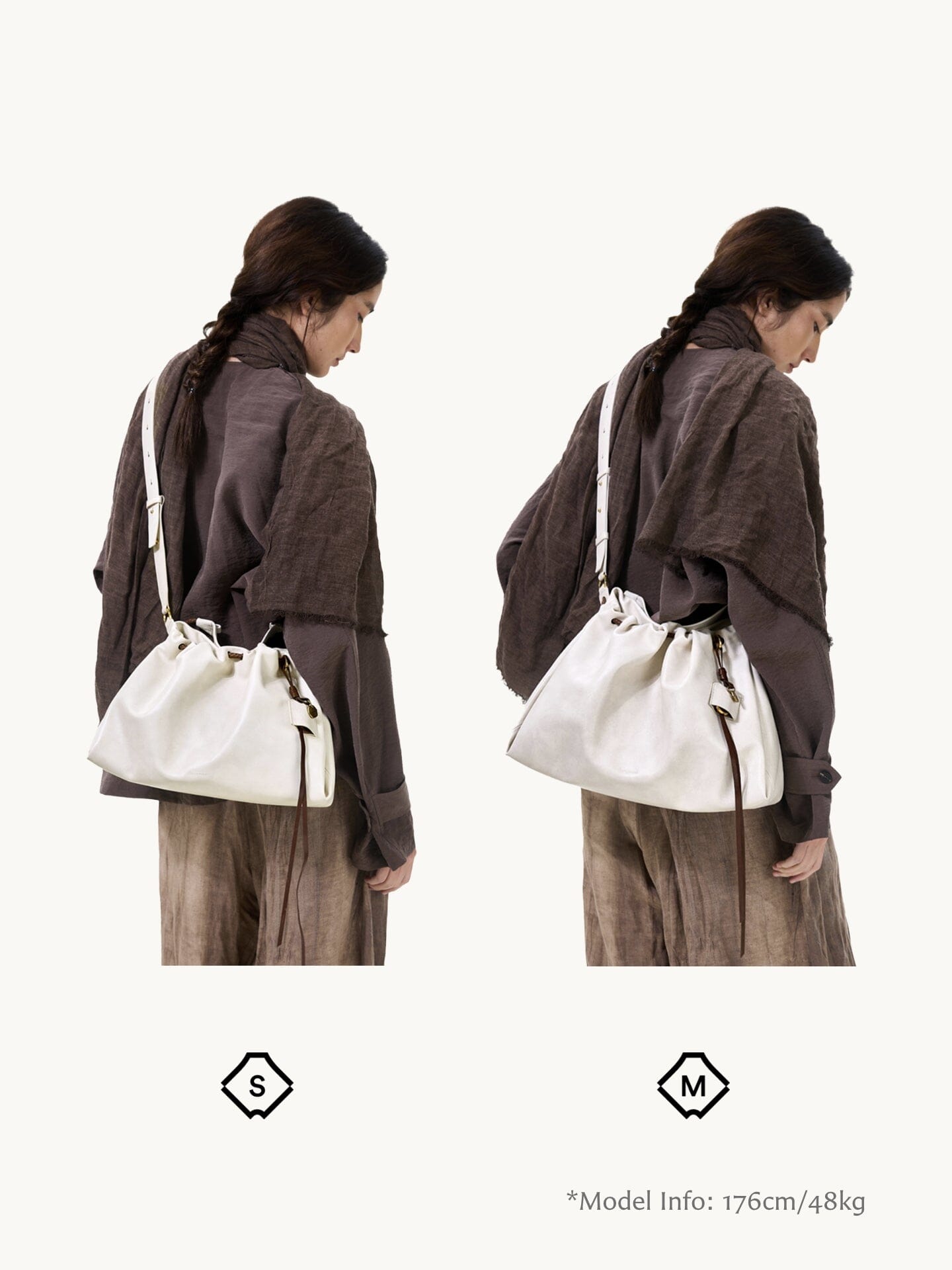 Small Nappa Leather Gather Bag | Drawstring Shoulder Bag – Songmont