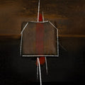 Gather Clutch Set in Ebony: Nappa leather clutch with geometric white stitching and a red accent.