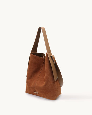 Large Drippy Tote Bag in caramel suede 