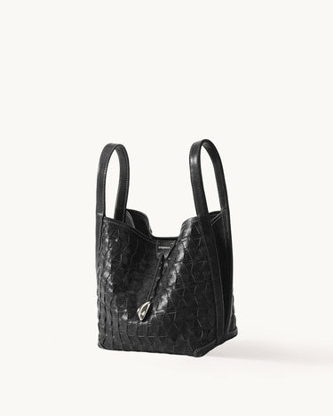Black Woven Leather Bag