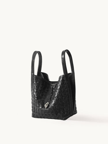 Black Woven Leather Bag