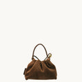 Brown cow suede leather Lucky Pouch Charm with adjustable strap.