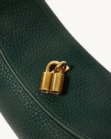 Emerald Luna Bag with gold padlock hardware and Songmont logo