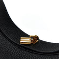 Black pebbled leather Luna Bag with gold Songmont clasp detail