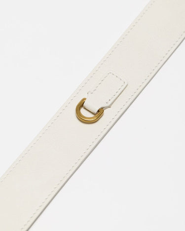 Cloud Medium Gather Bag Set strap detail with gold D-ring hardware and stitching.