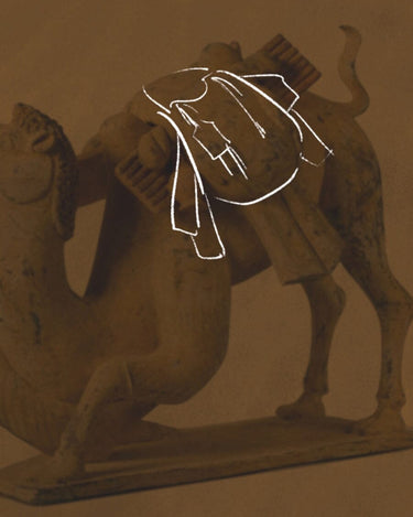 Ochre Suede Medium Gather Bag Set inspiration: camel caravan line art