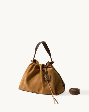 Medium Gather Suede Bag | Drawstring Leather Tote – Songmont
