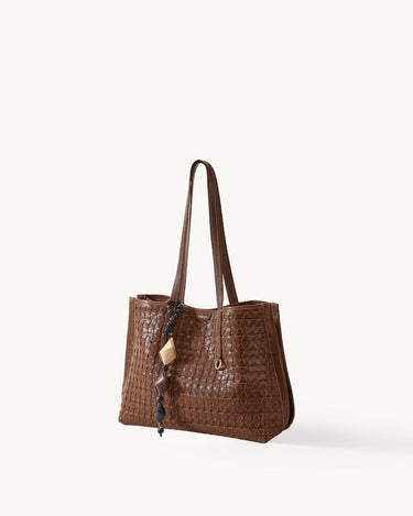 Medium Woven Tote Bag in Sandal 