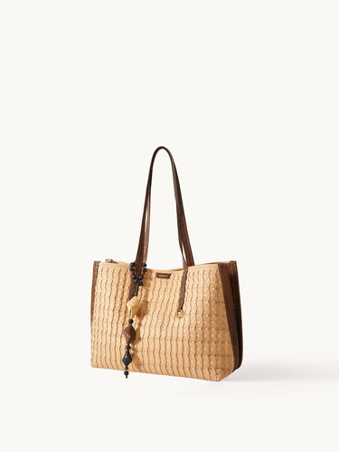 Medium Woven Tote Bag in Sulfur 