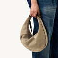Large Luna Hobo Bag in Dune Suede, a slouchy hobo bag with leather trim.