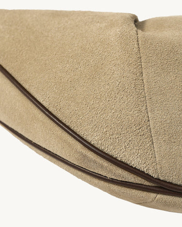 Large Luna Hobo Bag in Dune Suede with contrasting leather piping