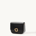 Medium Reset Tofu Bag in Onyx black calf leather with gold Wonton ring closure