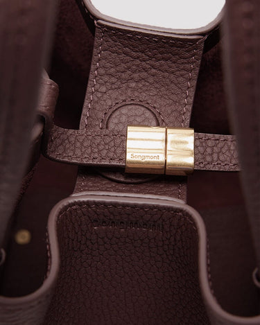 Medium Leather Bucket Bag | Full-Grain Leather, Burgundy – Songmont