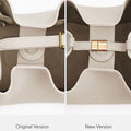 Medium Song Bag Cream Apricot: Original vs New version buckle and leather detail.