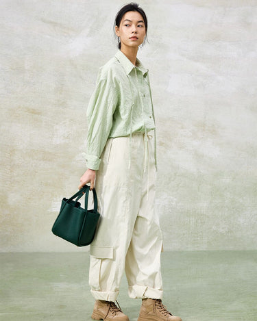 Songmont オリーブグリーン ボストンバッグ Medium Leather Bucket Bag | Full-Grain Emerald – Songmont