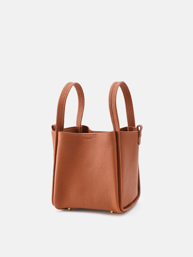 Leather Bucket Bag | Golden Brown Medium Song Bag | Songmont