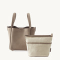 Medium Song Bag in taupe full-grain leather with removable canvas inner pouch