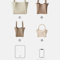 Songmont Medium Song Bag sizes: L cream, M taupe, S taupe, mini cream. Fits 11-inch iPad and iPhone 14 Pro Max.
