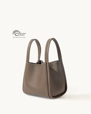 Medium Song Bag in Eco Taupe vegan leather with Global Recycled Standard certification.