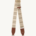 Songmont beige and taupe zig-zag strap with leather ends and gold hardware