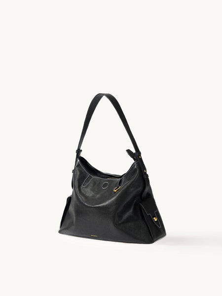 Songmont Yore Hobo Bagブラックレザーショルダーバッグ Medium Yore Hobo Bag | Vegetable-Tanned Leather – Songmont