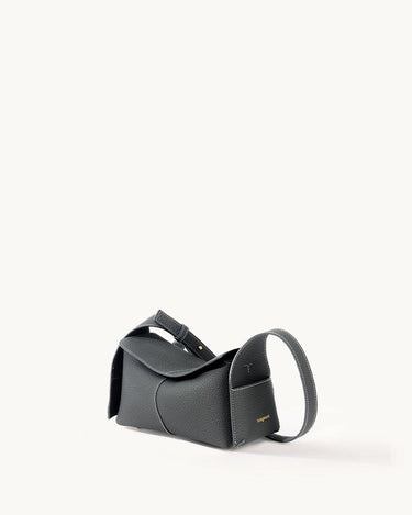 Mini Drippy Roof Bag in Stardust pebbled leather, structured rectangular shape with flap closure and top handle.