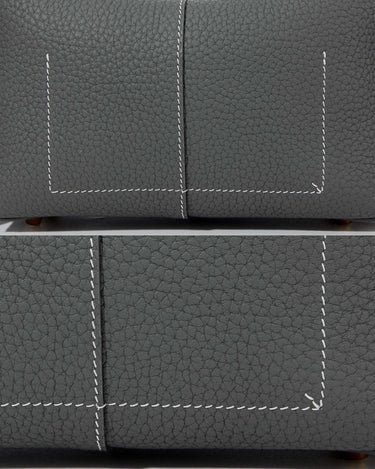 Mini Drippy Roof Bag in Stardust pebble-grain leather with white contrast stitching.