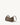 Mini Drippy Roof Bag in taupe pebbled leather with white stitching and a curved strap.
