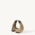 Mini Luna Airpods case in cow suede leather with full-grain leather details and gold hardware.