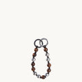 Sandalwood Peace Beads Charm with mixed wooden and silver beads on a keyring.