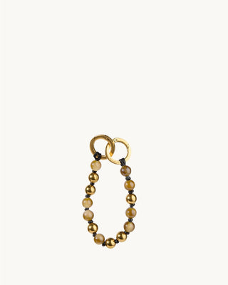 Peace Beads Charm in Topaz with gold beads, jade beads, and metallic clasp. Perfect bag charm.