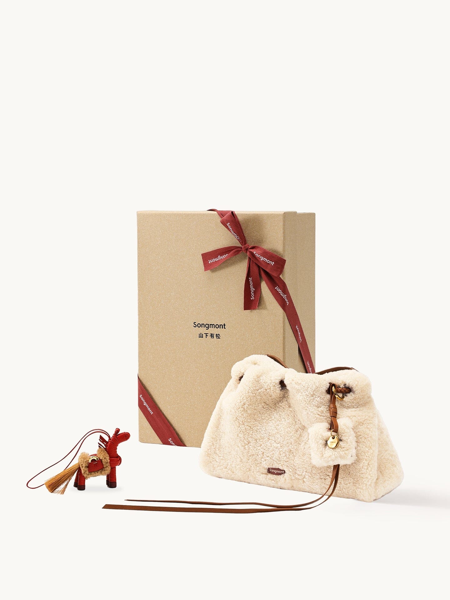 Shearling Gather Clutch Gift Box Songmont Amber 