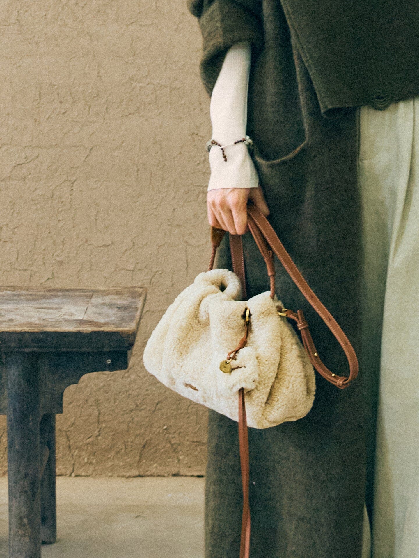 Shearling Gather Clutch Set Songmont 