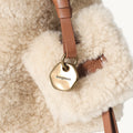 Shearling Gather Clutch Set in Amber with brown leather and Songmont logo charm