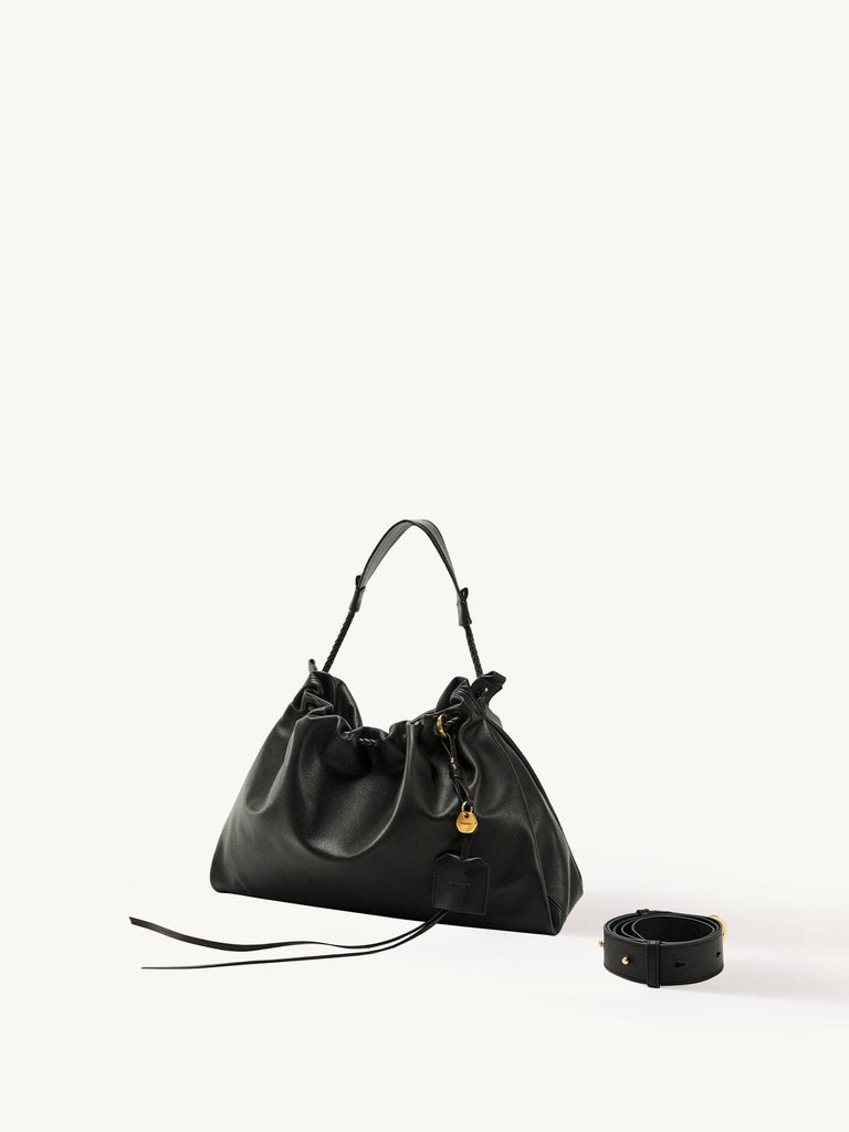 Small Nappa Leather Gather Bag | Drawstring Shoulder Bag – Songmont