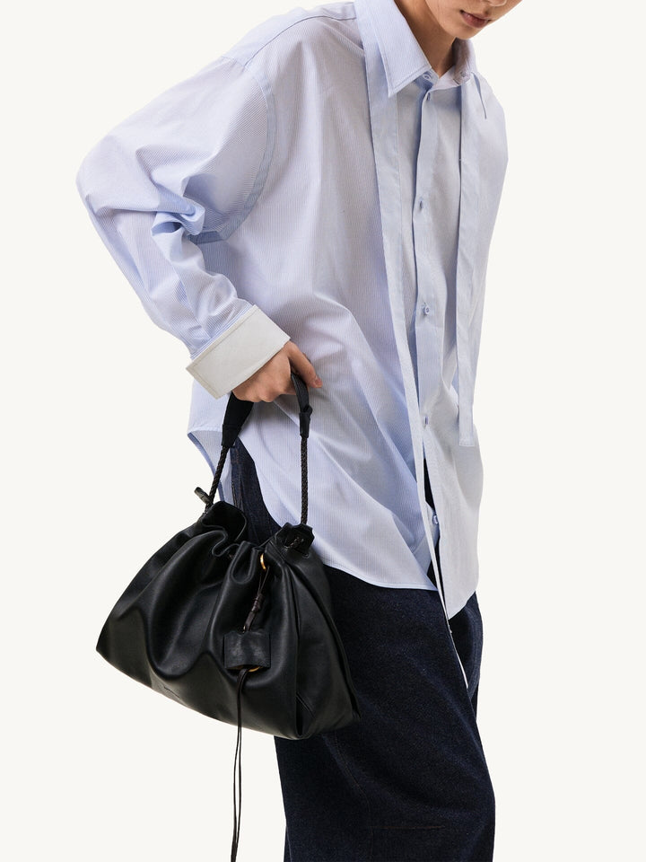 Small Nappa Leather Gather Bag | Drawstring Shoulder Bag – Songmont