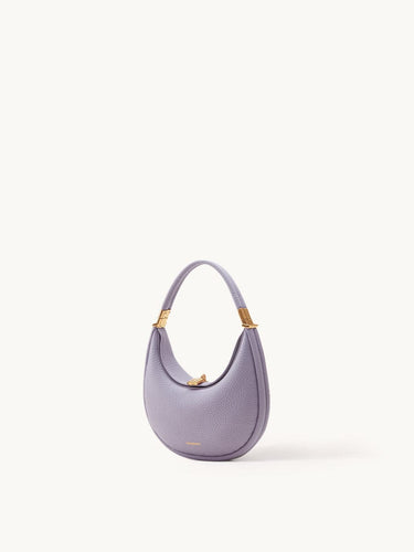 Small Luna bag in lavender pebbled leather with gold hardware