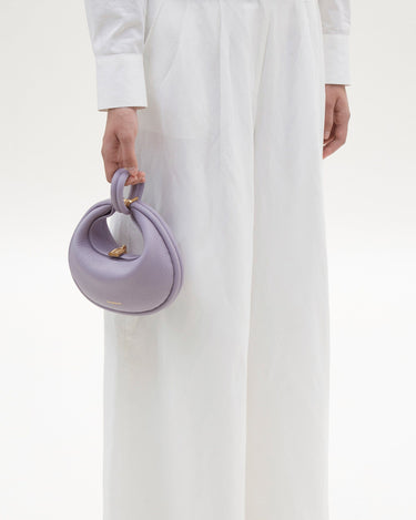 Small Luna Bag in lavender pebbled leather with gold hardware
