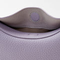 Light purple Small Luna Bag interior with suede lining and magnetic snap closure