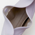 Small Luna Bag in light purple pebble-grain leather with taupe interior and gold hardware.