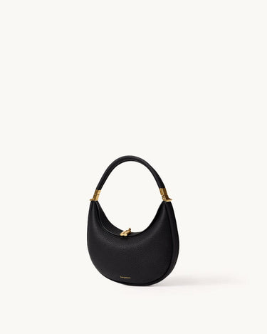 Black Small Luna Bag with gold hardware and textured leather