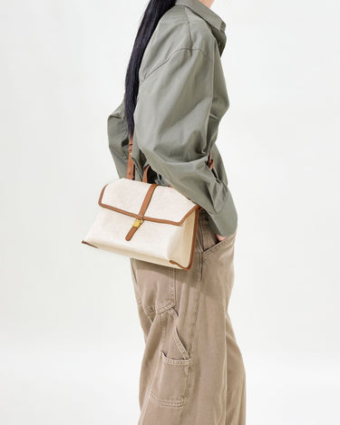 Small Shan Satchel Bag | Canvas & Leather Crossbody – Songmont