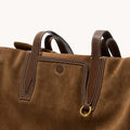 Medium Yore Duffle Bag in Sandal Suede with leather handles and white stitching