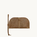 Yore Glasses Case in Sandal brown vegetable-tanned leather with snap closure and side lanyard.