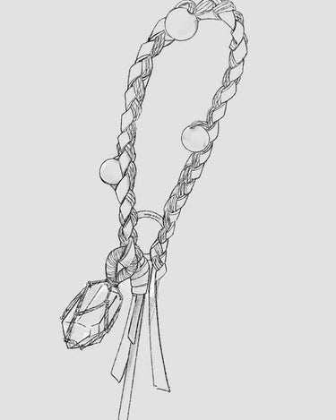 Tranquil Crystal Charm Olivine braided necklace with crystal pendant and beads