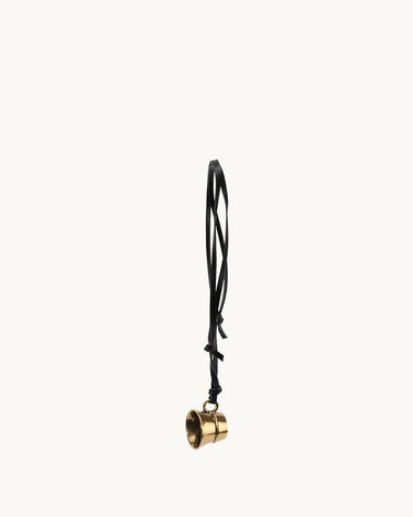 Worry-Free Cup Charm: Vegetable-tanned leather cord with gold alloy charm.